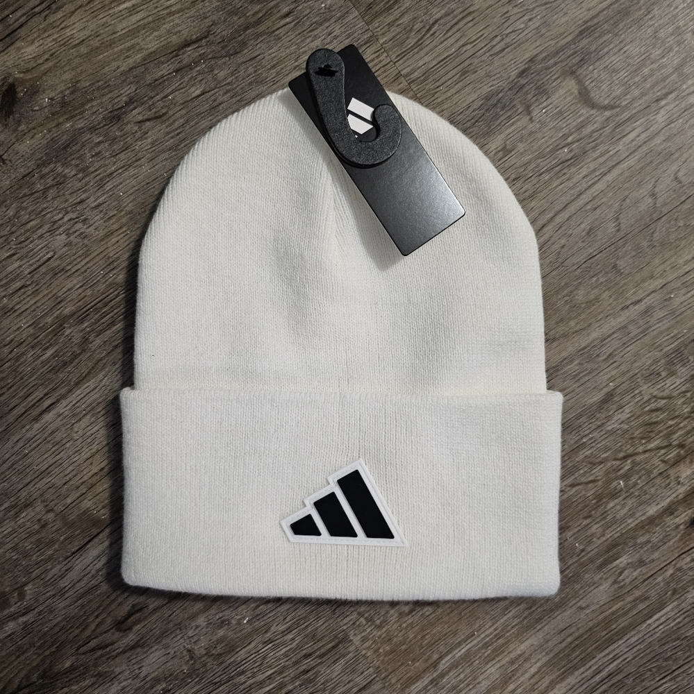 🏷NWT Adidas Men's Postseason Wide Fold Beanie In Black/White